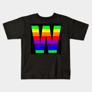 The Letter W in Rainbow Stripes Kids T-Shirt